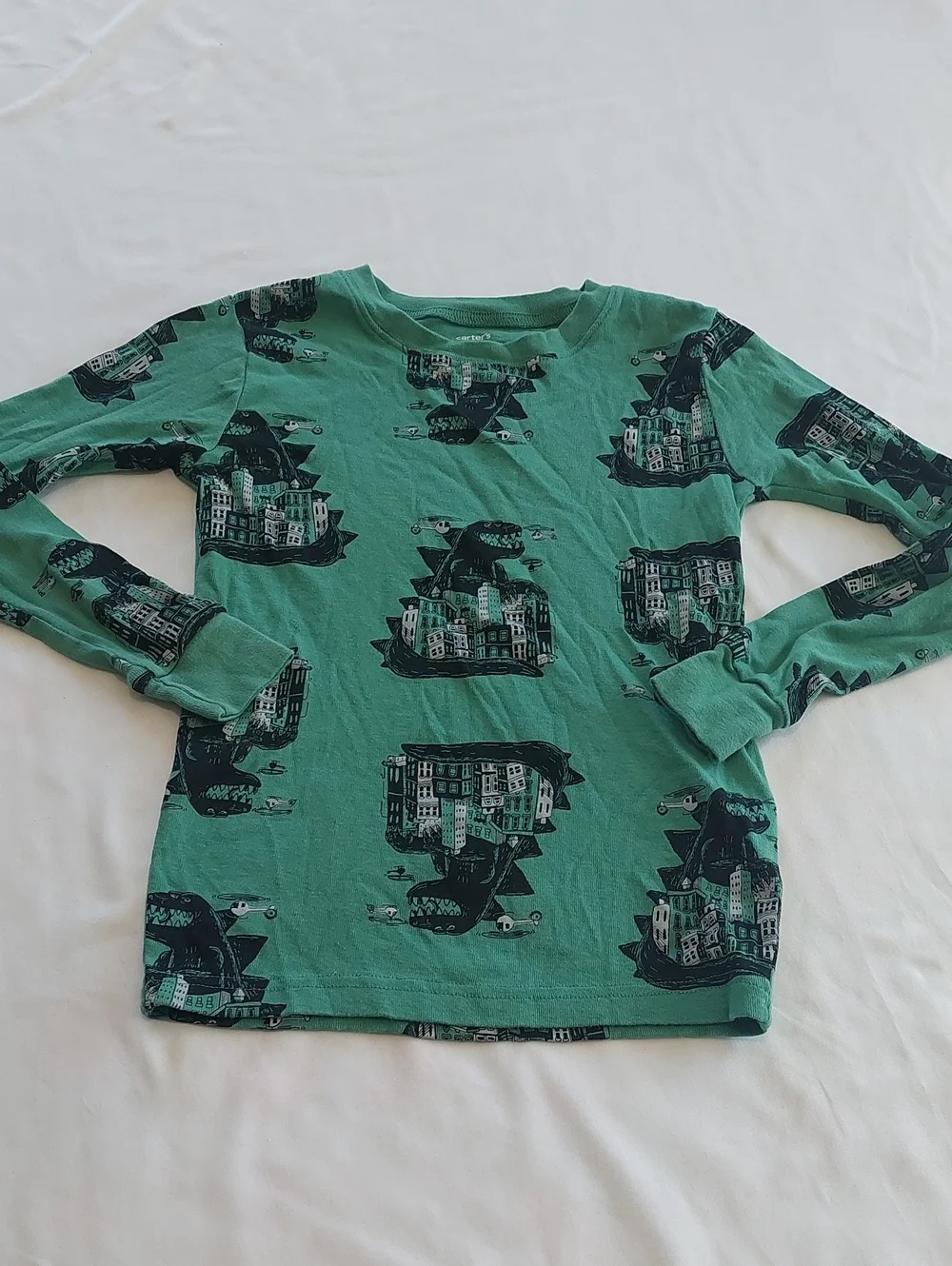 Carters Kids 2 Pc  Long-Sleeve Godzilla Pajama Set Black & Green.Size 8